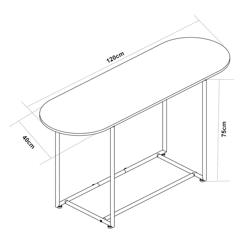 Maßskizze Konsolentisch Nordfron 120x40x75 cm Marmor, weiß [en.casa]