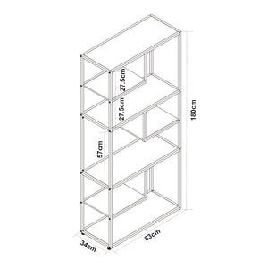 Bücherregal Østre 180x83x34 cm Schwarz/Walnussoptik [en.casa]