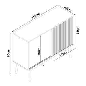 Sideboard Landskrona 115x40x90 cm Eichenoptik [en.casa]