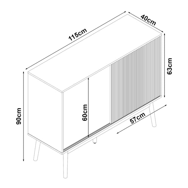 Sideboard Landskrona 115x40x90 cm Eichenoptik [en.casa]