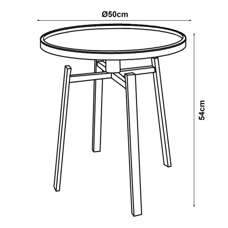 Maßskizze Beistelltisch Mippeena 54xØ50 cm Schwarz/Walnuss [en.casa]
