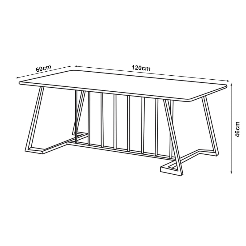 Maßskizze Couchtisch Nospoo 120x60x46 cm Marmoroptik, schwarz [en.casa]