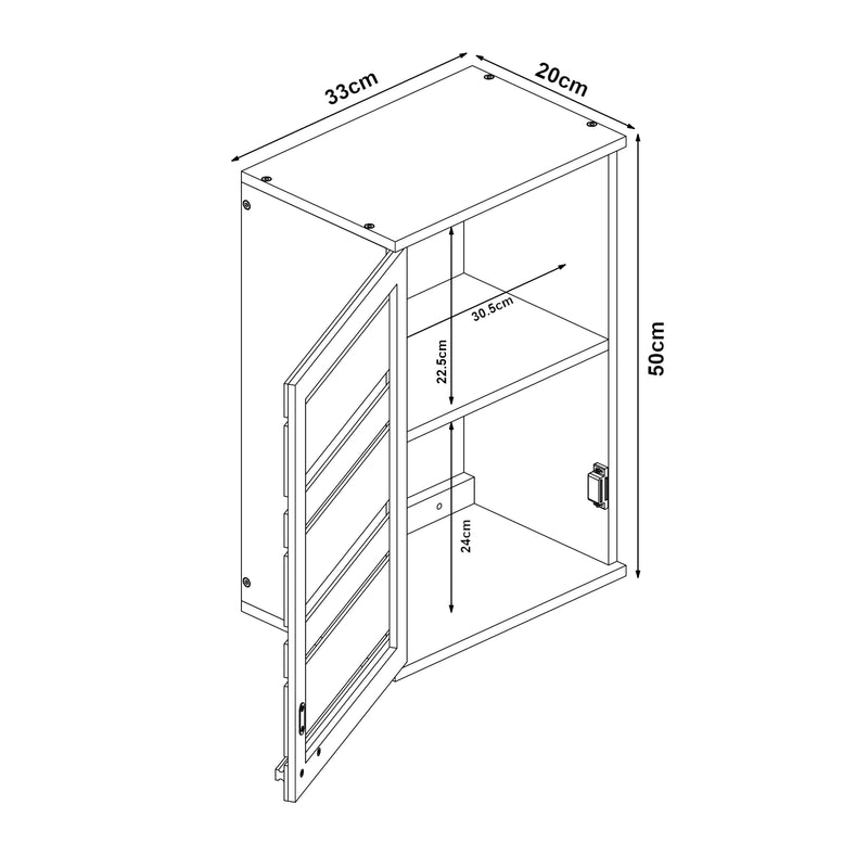 Maßskizze Hängeschrank Epind 50x33x20 cm Bambus Natur [en.casa]