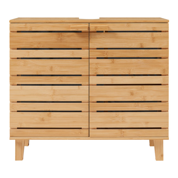 Waschbeckenunterschrank Epind 60x66x30 cm Bambus Natur [en.casa]