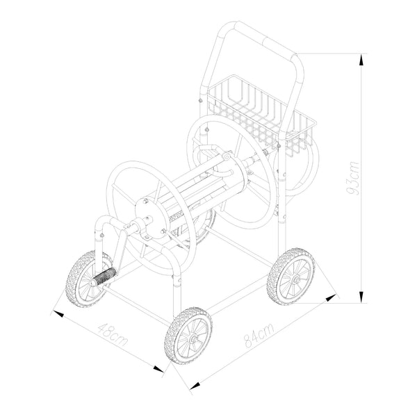 Schlauchwagen Gelibolu für 3/4 Zoll Schlauch max. 65 m Grau [pro.tec]