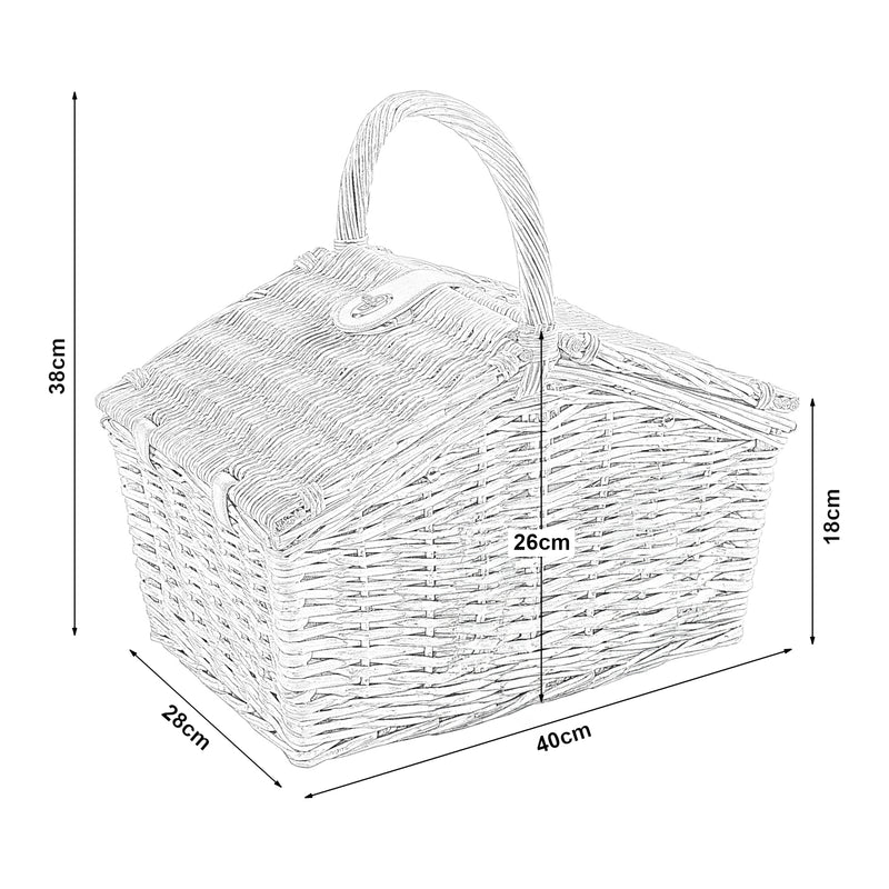 Maßskizze Picknickkorb Bucchianico für 2 Personen Komplettset [casa.pro]
