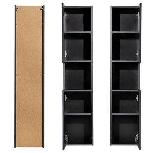Hochschrank Skelbolu 140x30x25 cm Schwarz [en.casa]