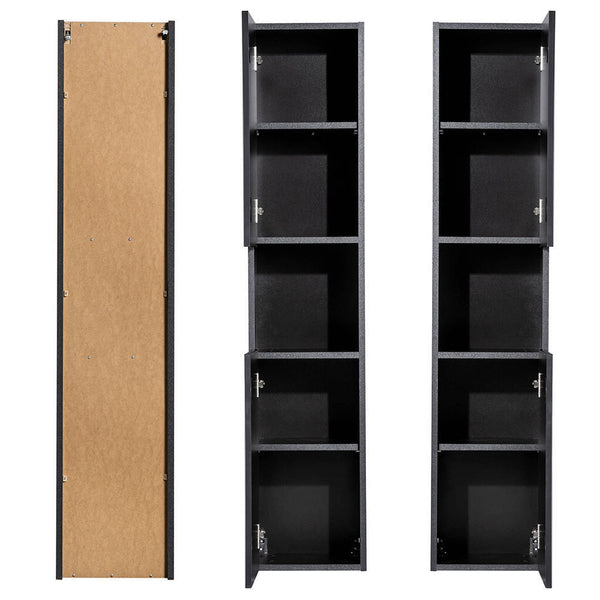 Hochschrank Skelbolu 140x30x25 cm Schwarz [en.casa]