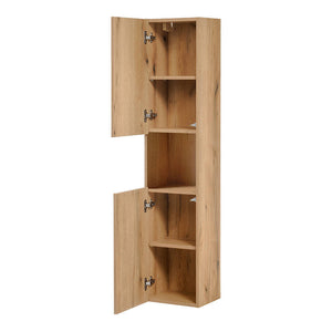 Hochschrank Skelbolu 140x30x25 cm Eichenoptik [en.casa]