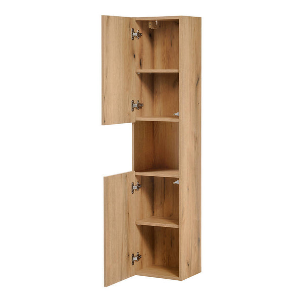 Hochschrank Skelbolu 140x30x25 cm Eichenoptik [en.casa]