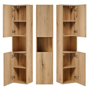 Hochschrank Skelbolu mit Regaleinsatz 30x140x25 cm Eichenoptik [en.casa]