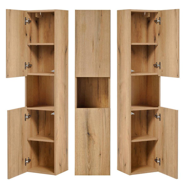 Hochschrank Skelbolu mit Regaleinsatz 30x140x25 cm Eichenoptik [en.casa]