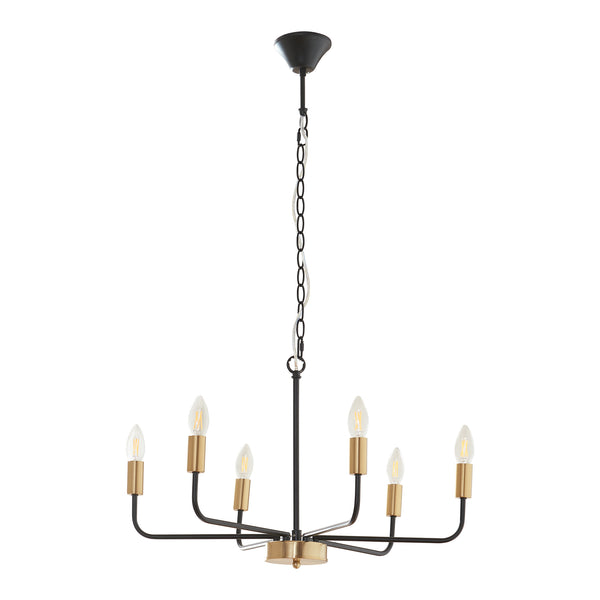 Kronleuchter Bishop Metall Schwarz/Messingfarben [lux.pro]