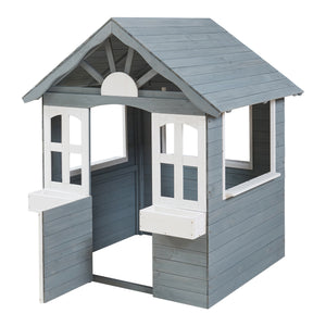 Kinderspielhaus Vesa 138x120x102 cm Tannenholz Grau [casa.pro]