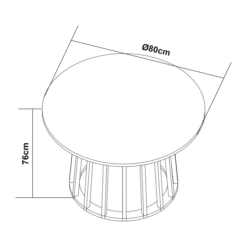 Maßskizze Esstisch Lensuu 76x Ø80 cm [en.casa]