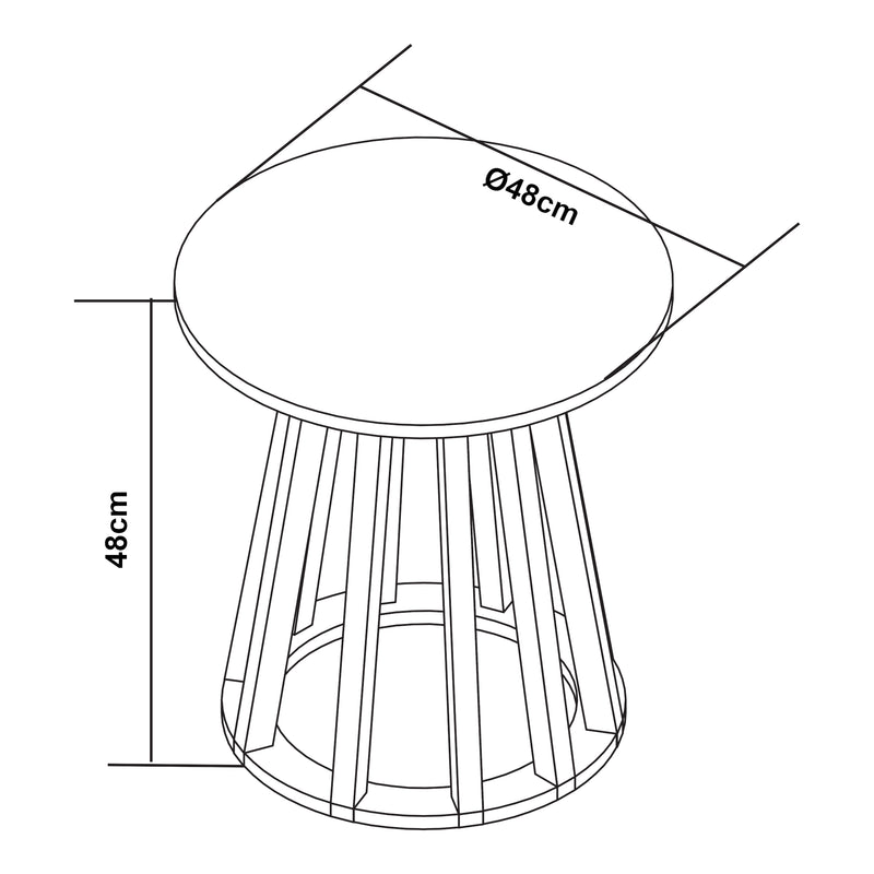 Maßskizze Beistelltisch Lensuu 48xØ48 cm Pastellgrün/Eiche [en.casa]