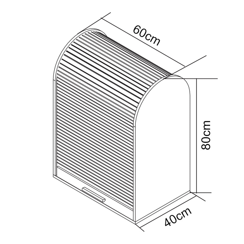 Maßskizze Rollladenschrank Kavlinge 80x60x40 cm Bambus/Grau [en.casa]