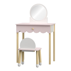 Kinderschminktisch mit Stuhl Vestnes Cotton Candy/Weiß [en.casa]