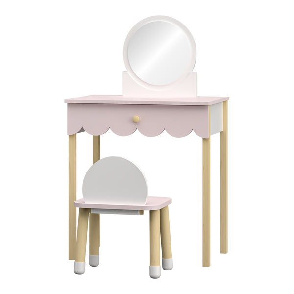 Kinderschminktisch mit Stuhl Vestnes Cotton Candy/Weiß [en.casa]