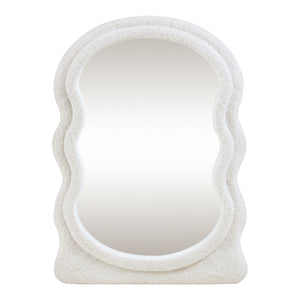 Wandspiegel Brummen mit Teddystoff-Rahmen 80x60 cm Weiß [en.casa]