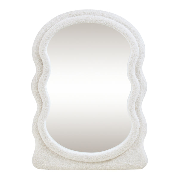Wandspiegel Brummen mit Teddystoff-Rahmen 80x60 cm Weiß [en.casa]