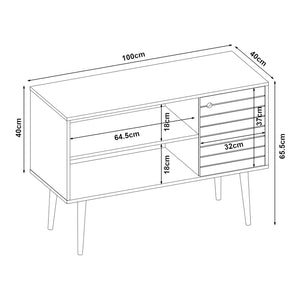 Fernsehschrank Vare 100x40x66 cm Weiß/Gelb [en.casa]