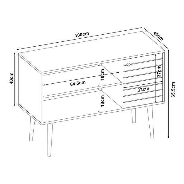 Fernsehschrank Vare 100x40x66 cm Weiß/Gelb [en.casa]