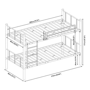 Metall-Etagenbett Berimma 90x200 cm Schwarz [en.casa]