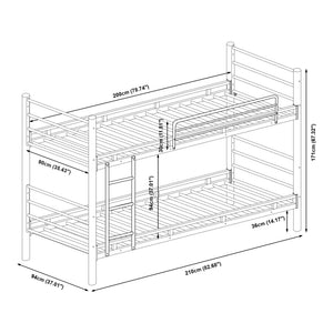Metall-Etagenbett Bevapis 90x200 cm Schwarz [en.casa]