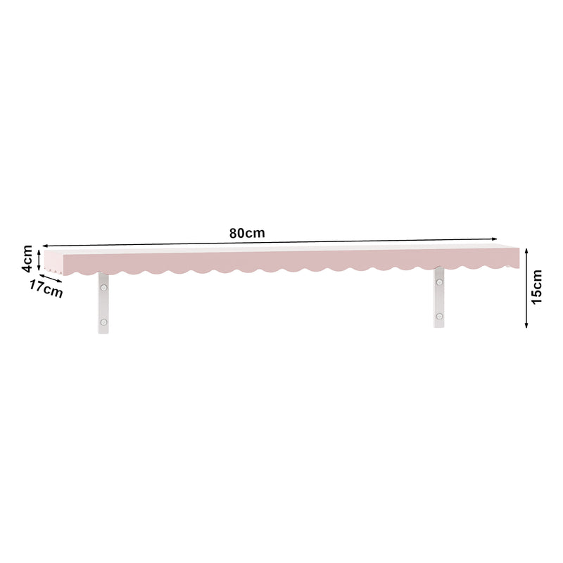 Maßskizze Kinder-Wandregal 2er Set Vestnes 80x17x4 cm Cotton Candy [en.casa]