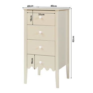 Kommode Luspoo mit 4 Schubladen 82x40x40 cm Cremeweiß [en.casa]