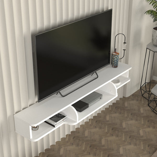 TV-Lowboard hängend Aar 135x30x16 cm Weiß [en.casa]