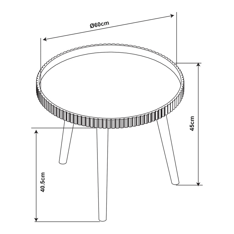 Maßskizze Couchtisch Bongard Ø60x45 cm Weiß [en.casa]
