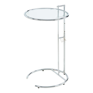 Höhenverstellbarer Beistelltisch Stare 50x57-77 cm Glas Transparent/Chromfarben [en.casa]