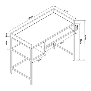 Schreibtisch Belana 100x43x82 cm Schwarz/Eicheoptik [en.casa]