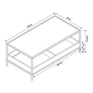 Couchtisch Belana 100x48x39 cm Schwarz/Eicheoptik [en.casa]