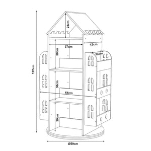 Drehbares Kinderregal Sanköre 122x64x43 cm Kiefernholz Natur [en.casa]