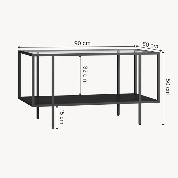 Couchtisch Nynna 90x50x50 cm Schwarz [en.casa]