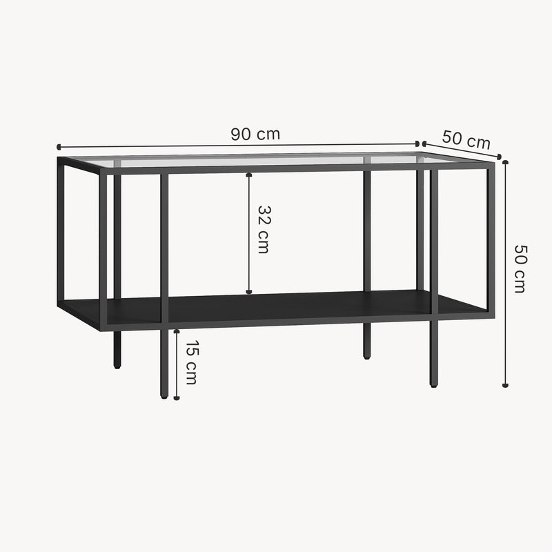 Maßskizze Couchtisch Nynna 90x50x50 cm Schwarz [en.casa]