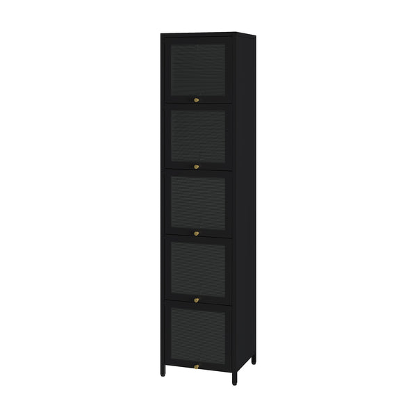 Vitrinenschrank Ostersund 174x40x35 cm Schwarz [en.casa]