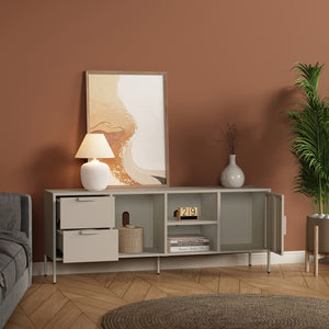 Fernsehschrank Kliri Stahl 150x35x58 cm Kamelfarben [en.casa]