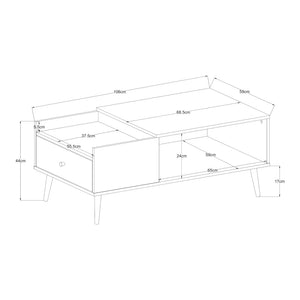 Couchtisch Hallevil mit Schublade 106x59x44 cm Hellgrau [en.casa]