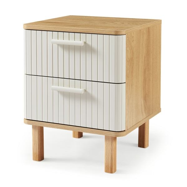 Nachttisch Ferrersp mit 2 Schubladen 50x40x40 cm Eicheoptik/Sandfarben [en.casa]