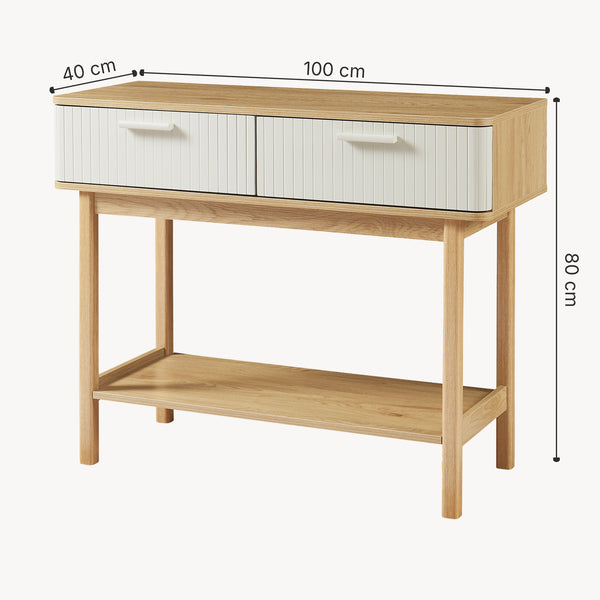 Konsolentisch Ferrersp mit 2 Schubladen 100x40x80 cm Eicheoptik/Sandfarben [en.casa]