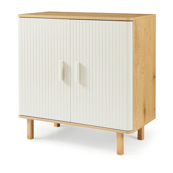 Sideboard Ferrersp mit 2 Türen 80x80x40 cm Eicheoptik/Sandfarben [en.casa]