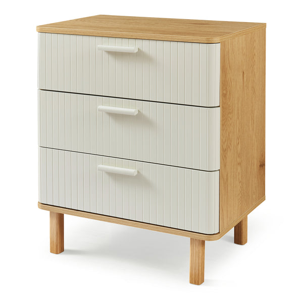 Kommode Ferrersp mit 3 Schubladen 70x60x40 cm Eicheoptik/Sandfarben [en.casa]