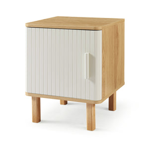 Nachtschrank Ferrersp mit Tür 50x40x40 cm Eicheoptik/Sandfarben [en.casa]