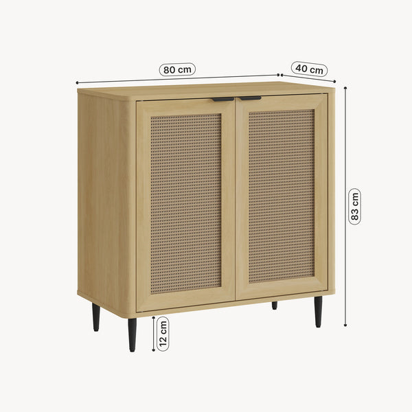 Sideboard Lukhomso 83x80x40 cm Eicheoptik/Rattanoptik [en.casa]