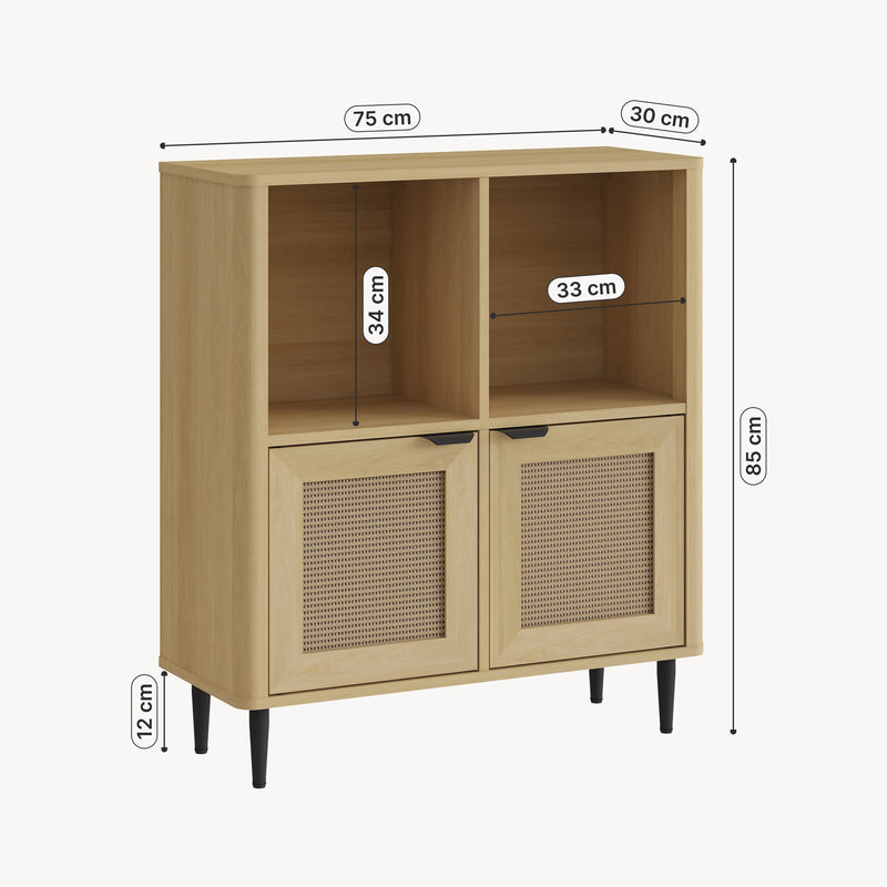 Maßskizze Kommode Lukhomso 85x75x30 cm Eicheoptik [en.casa]