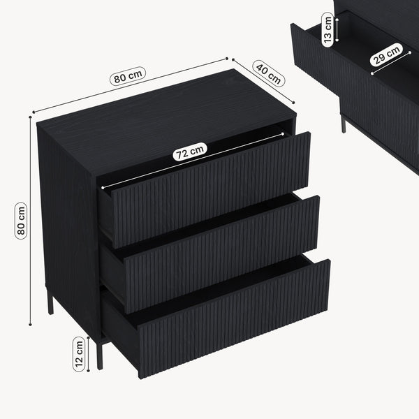Kommode Nykapin 80x80x40 cm Schwarz [en.casa]